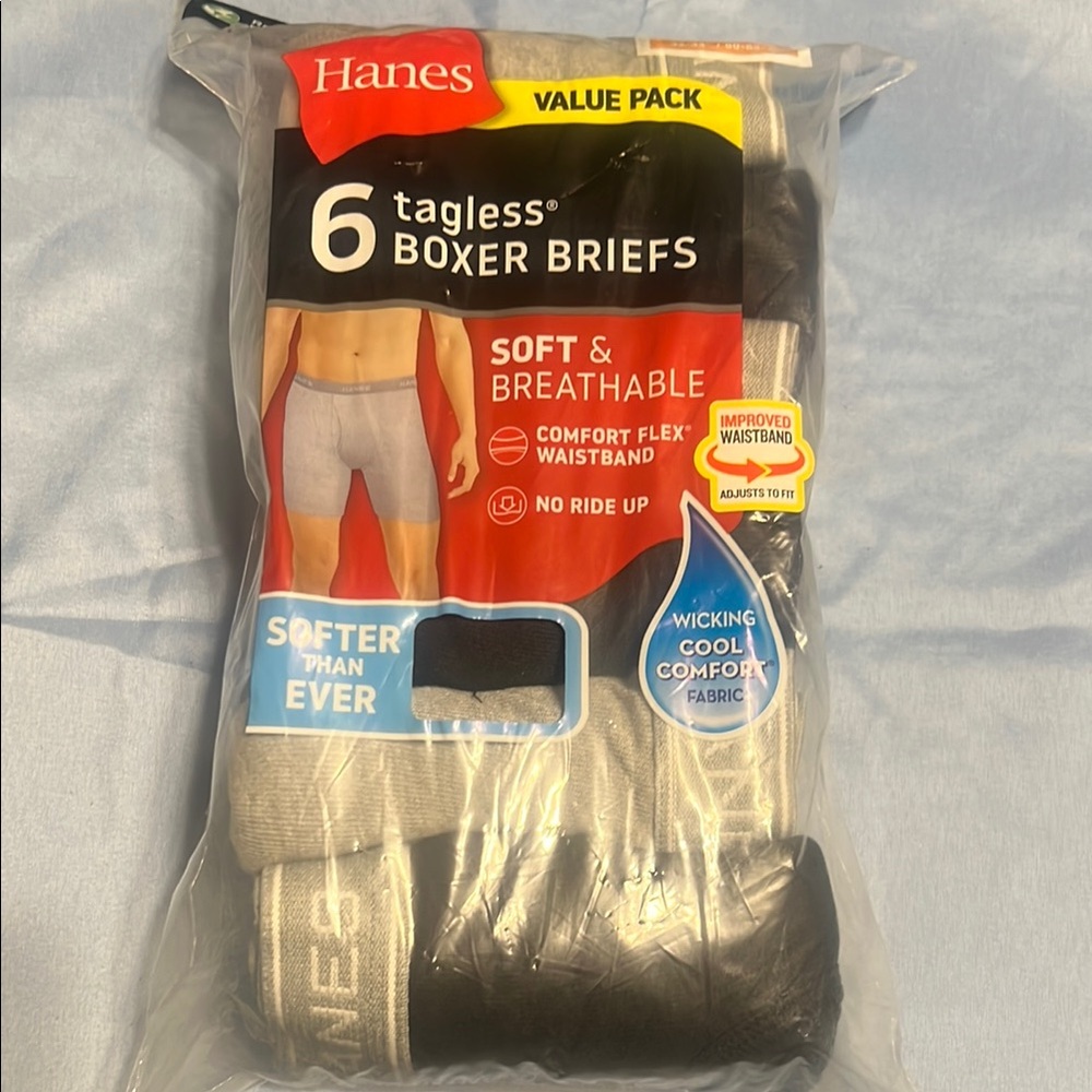 Hanes Men's Tagless Boxer Briefs - Black and Gray NWT